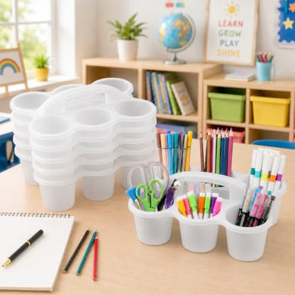 6 Pack Classroom Caddy With Handle for School Supplies, Clear - color: Clear