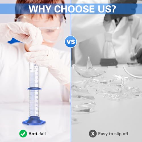 5PCS Graduated Cylinder Measuring Cylinder Thick Glass Lab Cylinders Glass Graduated Cylinder Glass Measuring Cylinder(50ML)