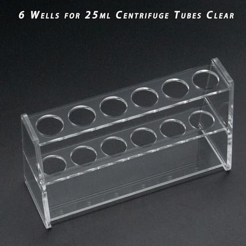 Acrylic Test Tube Holder Rack for 25ml Centrifuge Tubes Clear，Holds 13-20mm Tubes (25ml, 6 Wells) - color: 25ml, 6 Wells