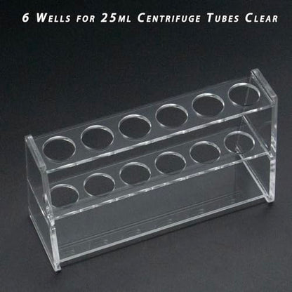Acrylic Test Tube Holder Rack for 25ml Centrifuge Tubes Clear，Holds 13-20mm Tubes (25ml, 6 Wells) - color: 25ml, 6 Wells