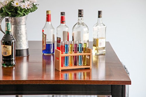 Lily's Home Bamboo Test Tube Vial Shot Glasses Holder Rack, Great as Pen Stand, Made from Bamboo with Built-In Handle, Rack Only, Glass Tubes NOT Included, 6 Tube Capacity (7/8" (22mm') Holes) - size: 6
