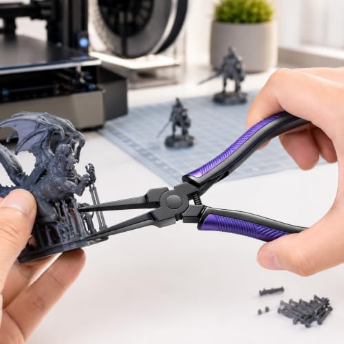 3D Print Support Removal Pliers, Teflon Coated Thin Flat Jaw, Spring Loaded Non-Slip Grip, Rust-Proof Precision Tool for FDM SLA LCD 3D Printers