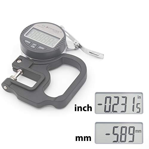 Clockwise Tools Digital Thickness Gauge, DTGR-0055 0-0.4 inch/10mm, 0.0005"/0.01mm Resolution - style: Resolution 0.0005"/0.01mm
