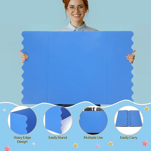 Mooliwe 21" X 14" 4 Pack Scalloped Trifold Poster Board, Blue Tones - color: Blue Tones, size: 21" X 14"