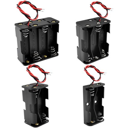 SDTC Tech 4-Pack 2/4/6/8 x AA Battery Holder with Wire Leads 3/6/9/12 Volt Battery Case Box Kit for Arduino Project Led Circuit Experiment - color: 2/4/6/8 Slot Kit