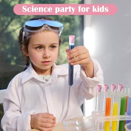 100 Pack Plastic Test Tubes with Caps, 25ml/6" Clear Tubes Vials - color: Pink Lid