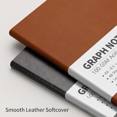 RETTACY Graph Grid Paper Notebook, 96 Pages, A4 Large Size (8.5'' x 11'') - color: Black, style: Grid