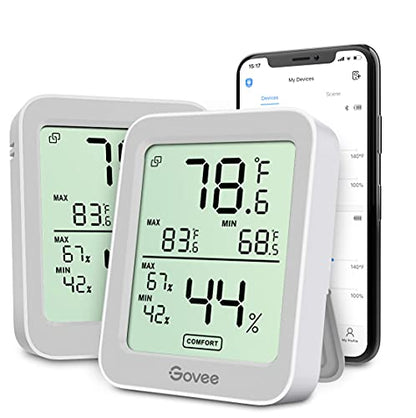 Govee Indoor Hygrometer Thermometer 2Pack H5075 with Bluetooth App Control - color: Grey, size: 2 Pack
