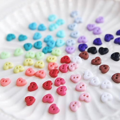 6mm / 0.24" Tiny Heart Shape Buttons, Micro Mini Buttons, Perfect for Doll Clothes (10PCS) - color: Light Blue