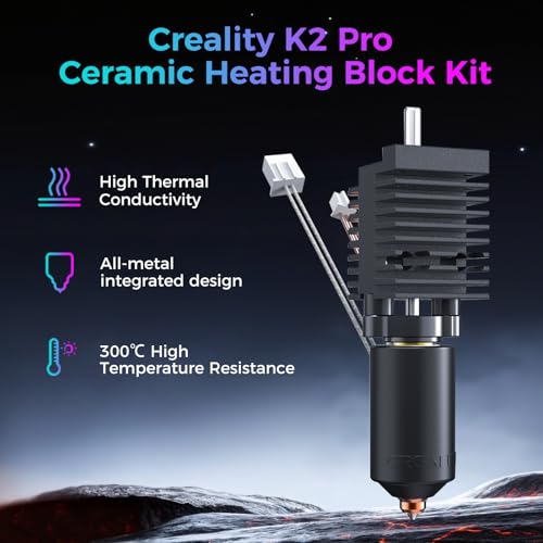 Creality Official K2 Pro Ceramic Heating Block Hotend Kit, Unicorn Quick Swap Nozzle Kit, 300°C High Temperature Resistant, Original All-Metal Integrated Kit for Creality K2 Pro Combo 3D Printer - style: K2 Pro