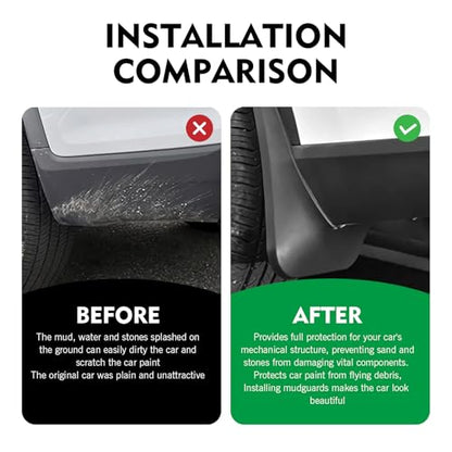 2 PCS Car Mud Flaps, Precise Fitment Splash-Protection Tire Rear Mudguard, All-Weather Waterproof Protection Fender Flap, Universal Tire Modification Part for Most Cars SUVs Trucks (Black)