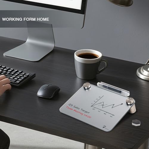 Silver Mini Desktop Pure Glass Whiteboard, Small Glass Dry-Erase Whiteboard - color: Silver