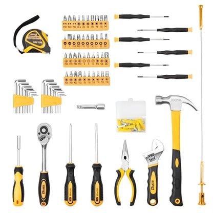 Tool Set, Basic Tool Kit for Car,Small Tool Box for Home with Portable Case - color: Black Yellow