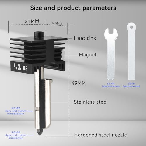 h2d h2s hotend 2Pack 0.2 mm H2D Combo Hotend Print Head Hot End Kit Extruder Upgrade High Temperature Hardened Steel Nozzle Heating Rod Silicone Cover for Bamboo Lab H2D/H2S/A1/A1 Mini - size: 0.2
