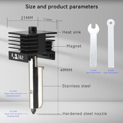 h2d h2s hotend 2Pack 0.2 mm H2D Combo Hotend Print Head Hot End Kit Extruder Upgrade High Temperature Hardened Steel Nozzle Heating Rod Silicone Cover for Bamboo Lab H2D/H2S/A1/A1 Mini - size: 0.2