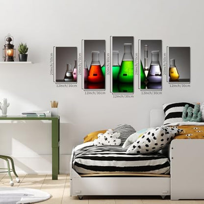 Muzenso Large Canvas Prints 5 Piece Colorful Laboratory Flask Wall Art