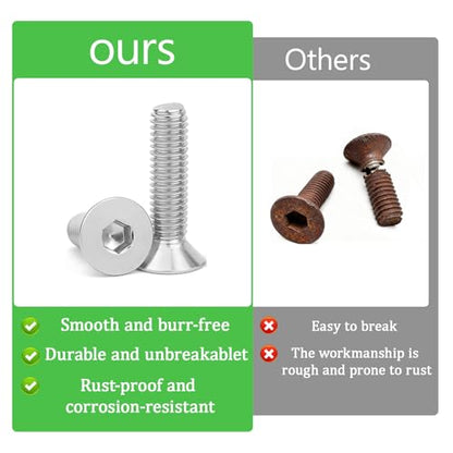 70Pcs M5x30mm Stainless Steel Flat Head Socket Cap Screws, Full Thread Allen Drive Countersunk Bolts, Bright Finish, Ideal for DIY & Home Repair - size: M5x30