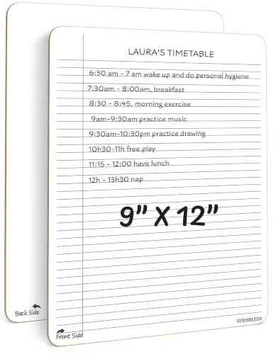 Scribbledo Dry Erase Board with Lines for Desk, 9x12 Notebook, Double Sided