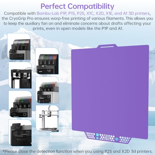 BIQU CryoGrip Pro Glacier Plate for Bambu-Lab X2D,P2S,P1P,P1S,X1C,X1E,A1 - color: Glacier Purple, size: X2D/P2S/P1/X1/A1