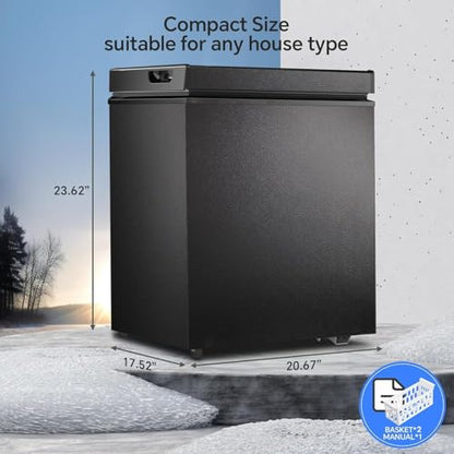 Kismile 2.0 Cubic Feet Chest Freezer, Compact Deep Freezer for Home, Black - color: Black, size: 2.0 Cu.ft