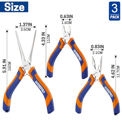 3 PCS Mini Pliers Set, Pink Jewelry Pliers Kit - color: Blue and Orange