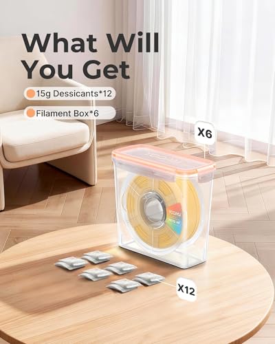 YOOPAI Pro Filament Storage Box – Precision-Fit Airtight Container for Single 1KG Spools, Flat-Lid Design for Stable Stacking, Premium Desiccant Moisture Control, 3D Printer Filament Storage 6 Pack