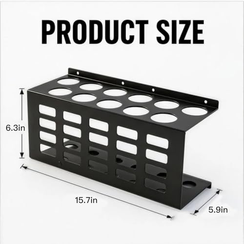 2 Pack 11 Slots Black Grease Tube Holder, Caulk Tube Rack for Work Van, Heavy Duty Wall Mount Storage Organizer for Garage Workshop