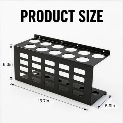 2 Pack 11 Slots Black Grease Tube Holder, Caulk Tube Rack for Work Van, Heavy Duty Wall Mount Storage Organizer for Garage Workshop