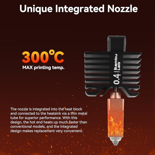 for Bamboo Lab X1, X1C Hotend,Complete Hardened Steel 0.4mm Nozzle - style: 0.4mm X1 series Hotend Hardened Steel