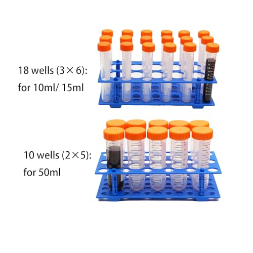 28 Well Test Tube Rack, 3 Pack Blue Holder for 10ml 15ml 50ml Tubes Lab - color: Blue, size: 28 Well