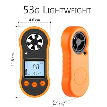 Digital Wind Speed Meter Anemometer,Handheld Air Flow Velocity Meter for Measuring Wind Speed/Temperature with Backlight LCD,for Shooting, HVAC, Drone Flying,Windsurfing, Sailing, Surfing, Fishing - color: Black & Backlight LCD Screen