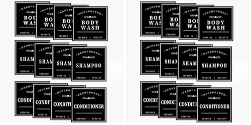 HVSWLY 12PCS Bathroom Labels for Soap Dispenser, Removable Bathroom Organization Labels, Waterproof Bottle Labels for Shampoo Conditioner Body Wash (Black) (Pack of 2) - size: 3"X3" (Pack of 2)