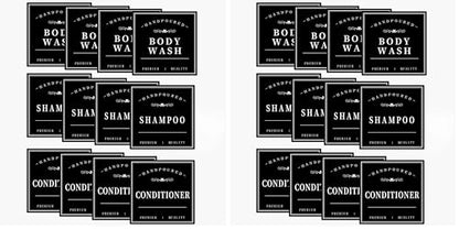 HVSWLY 12PCS Bathroom Labels for Soap Dispenser, Removable Bathroom Organization Labels, Waterproof Bottle Labels for Shampoo Conditioner Body Wash (Black) (Pack of 2) - size: 3"X3" (Pack of 2)