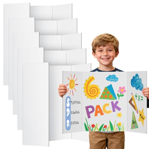 Cosweet 6 Pack Small Trifold White Poster Board 24" x 16" - size: 24x16in