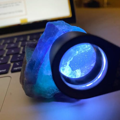 Rechargeable10x Jewelers Loupe Magnifier with UV&LED Lights, Eye Loupe 10x Magnifying Glass is Equipped with a 22mm Triplet Lens.Professional-Grade for Diamonds, Gemstones,Coins and Stamps - size: 10x Black