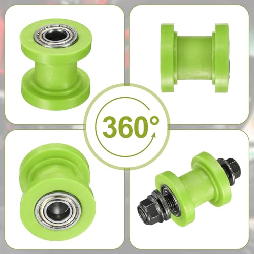 PATIKIL 10mm Grooved Roller Pulley Tensioner Green Chain Roller Pulley - color: Green