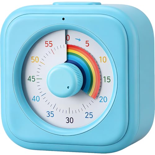 Rainbow Visual Timer for Kids, 60 Minute Silent Countdown Clock - color: Blue-rainbow