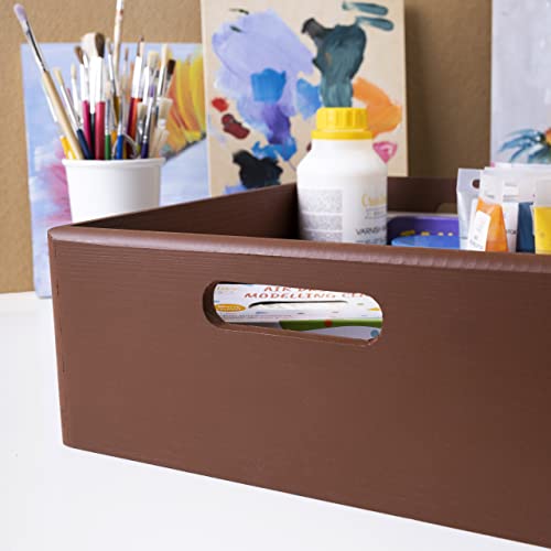 Creative Deco XL Brown Wooden Crate Nesting Crate Handles - color: Brown, size: XL