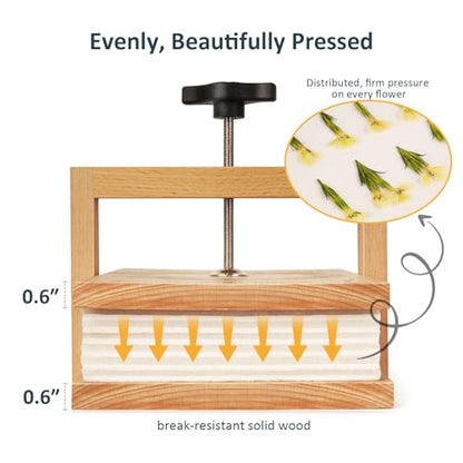 wisedry Flower Press Kit, Easy One-Step Pressing, Even Pressure, 6 Layers, 10 x 6 inch Flower Press Kit for Kids and Adults, Great Gifts for Anyone Who Loves Flowers and Crafts, Gift Box & User Guide