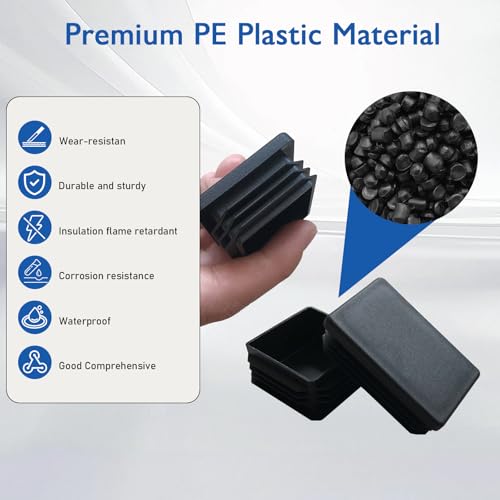 16 Pack 1"x 1" Black Square Tube End Cap Plastic Plugs - color: Black, size: 1" - 16 pcs