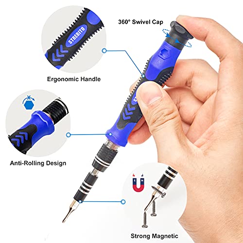 STREBITO Precision Magnetic Screwdriver Set 124-Piece Electronics Tool Kit - color: Blue
