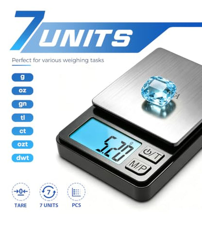 BOMATA Digital Pocket Scale, 0.01g×1000g, Mini Gram Scale, Black