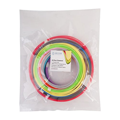 3D Pen PLA Filament Refills 1.75mm, 16 Colors, 10 Foot per Color, Total 160 Foot - color: 16 Most Popular Colors