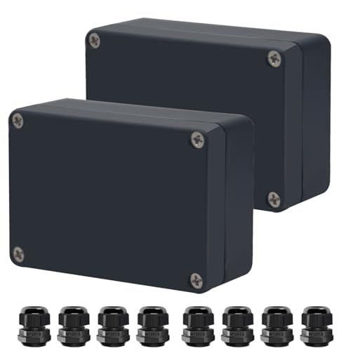 Project Box ABS Black Electrical Boxes IP65 Outdoor Waterproof Box Electronic Junction Box Power Enclosure with Cable Glands for DIY Project 3.3x2.3x1.3inch(83 x 58 x 33 mm) - size: 3.3”x2.3”x1.3”