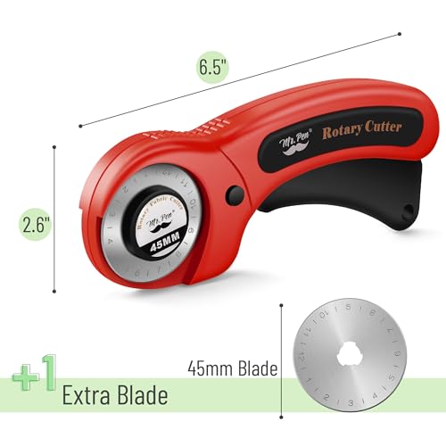 Mr. Pen- Rotary Cutter for Fabric with 1 Extra Blade, 45mm - color: Red