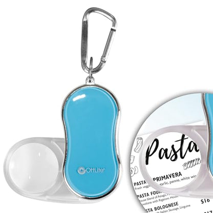 OttLite Pocket LED Magnifier with Carabiner Clip, Light Blue - color: Light Blue