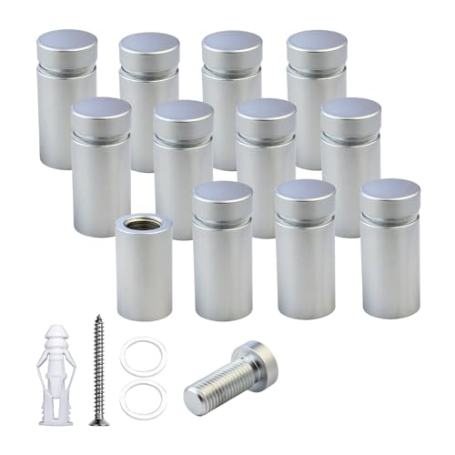 Pack of 12 Aluminum Standoff Screws Wall Sign Standoff Mounting Hardware Standoff Mounts for Acrylic Picture Frame (12, Satin Chrome Electroplated, 1/2" x 3/4") - color: Satin Chrome Electroplated, size: 1/2" x 3/4"