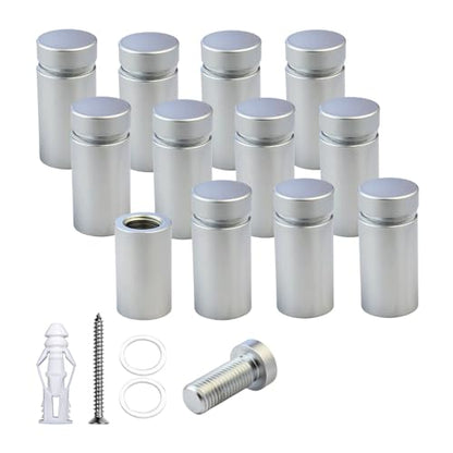 Pack of 12 Aluminum Standoff Screws Wall Sign Standoff Mounting Hardware Standoff Mounts for Acrylic Picture Frame (12, Satin Chrome Electroplated, 1/2" x 3/4") - color: Satin Chrome Electroplated, size: 1/2" x 3/4"