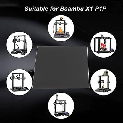 257x257x4mm Tempered Glass Build Surface for Baambu X1 P1P 3D Printer