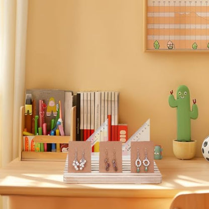 PH PandaHall 10 Slots Wooden Quilting Ruler Holder, 9.8x7.8" Quilting Ruler Rack Organizer Sewing Ruler Stand Template Slat with Tracks for Sewing Rings Table Cutting Home Office Desk Stan